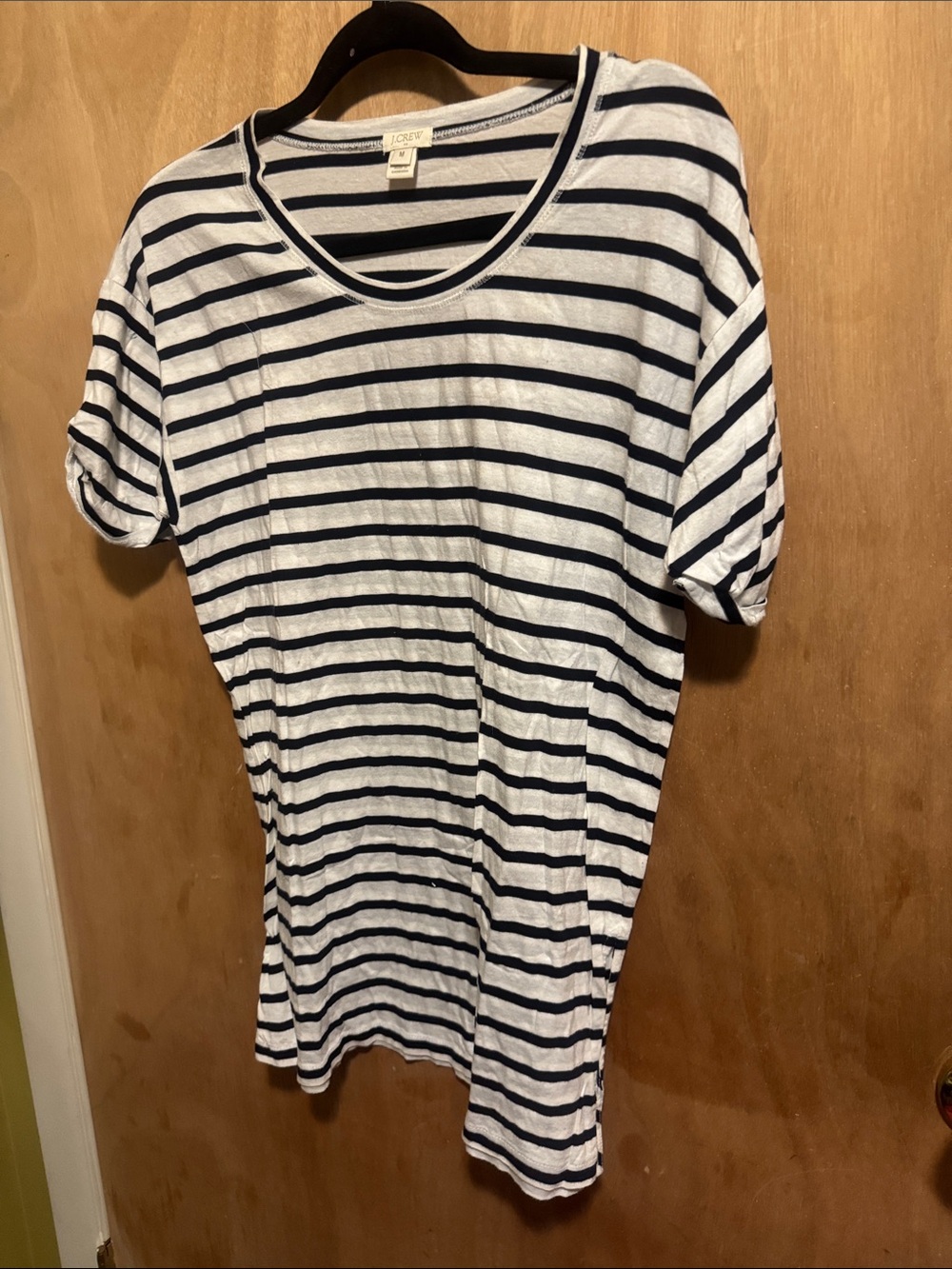 J. Crew Navy & White Striped Scoop Neck Tee